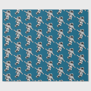 Astronaut in space wrapping paper