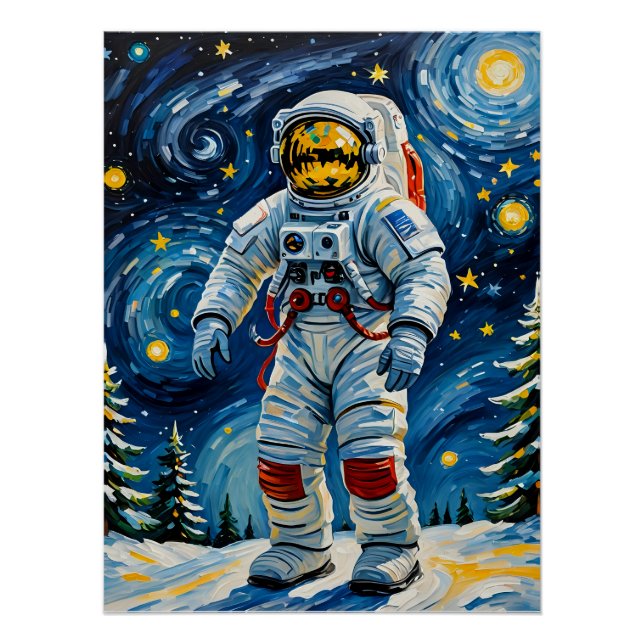 Astronaut in Winter Forest Poster (Front)