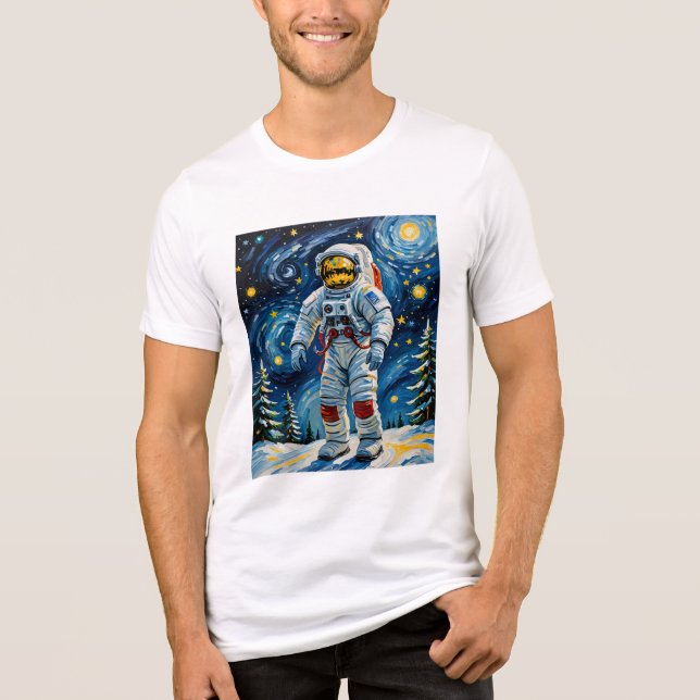 Astronaut in Winter Forest Tri-Blend Shirt (Front)