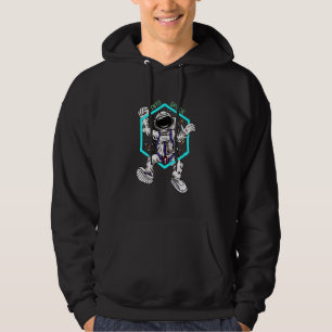 Astronaut Into Space Travelling to the Moon Retro Hoodie