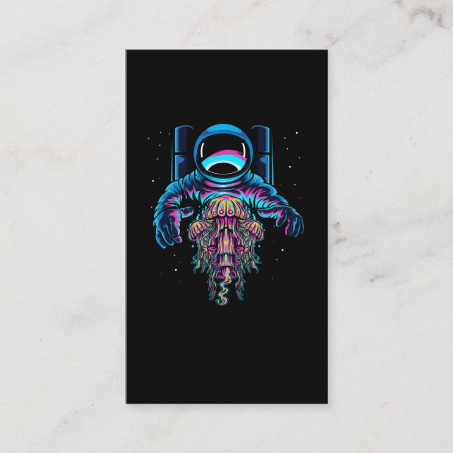 Astronaut Jelly Fishes Colourful Cosmonaut Business Card (Front)