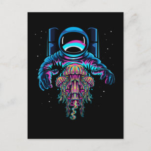 Astronaut Jelly Fishes Colourful Cosmonaut Postcard
