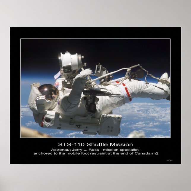 Astronaut Jerry L. Ross anchored to the Mobile Poster (Front)
