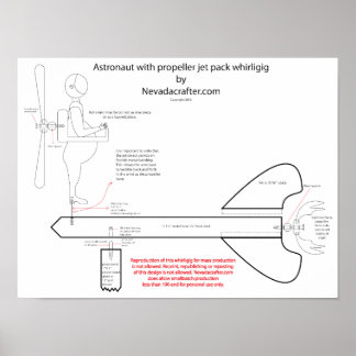 Astronaut jet pack whirligig design poster