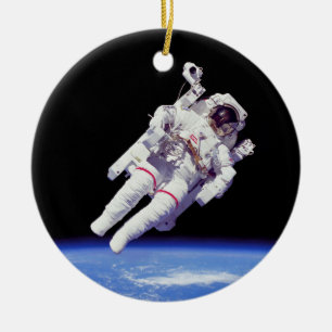 Astronaut Jetpack Spacewalk Earth Orbit Photo Ceramic Ornament