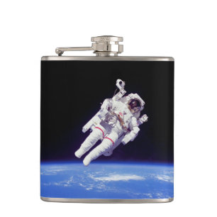 Astronaut Jetpack Spacewalk Earth Orbit Photo Hip Flask