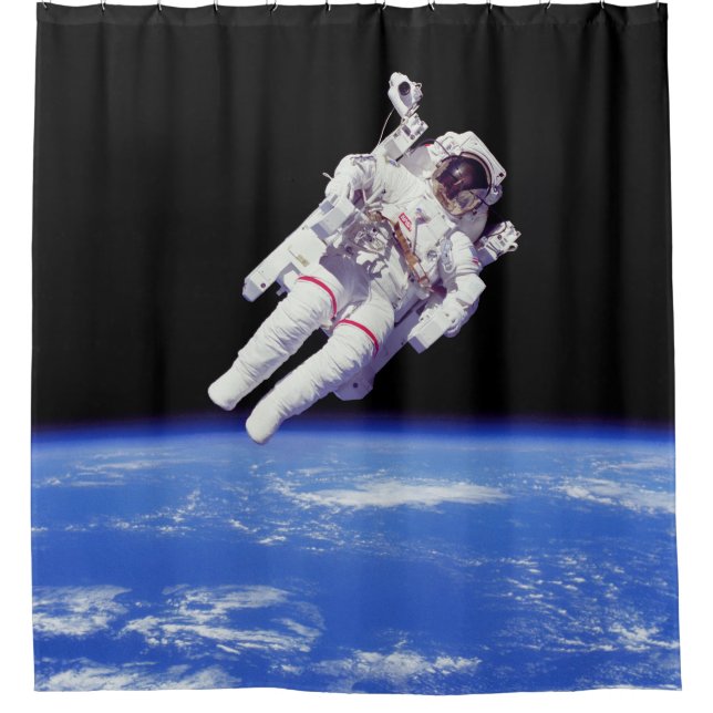 Astronaut Jetpack Spacewalk Earth Orbit Photo Shower Curtain (Front)