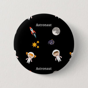 Astronaut job pattern on black 6 cm round badge