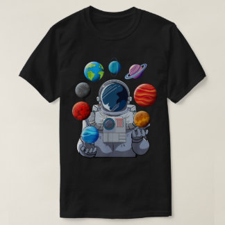 Astronaut Juggling Planets Art T-Shirt