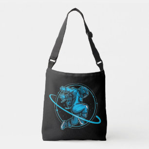 Astronaut Jumping Dancing Around Saturn Artwork Crossbody Bag