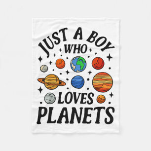 Astronaut Just A Boy Who Loves Planets Solar Syste Fleece Blanket