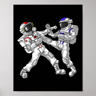 Astronaut Karate Muay Thai Martial Arts Kickboxing Poster