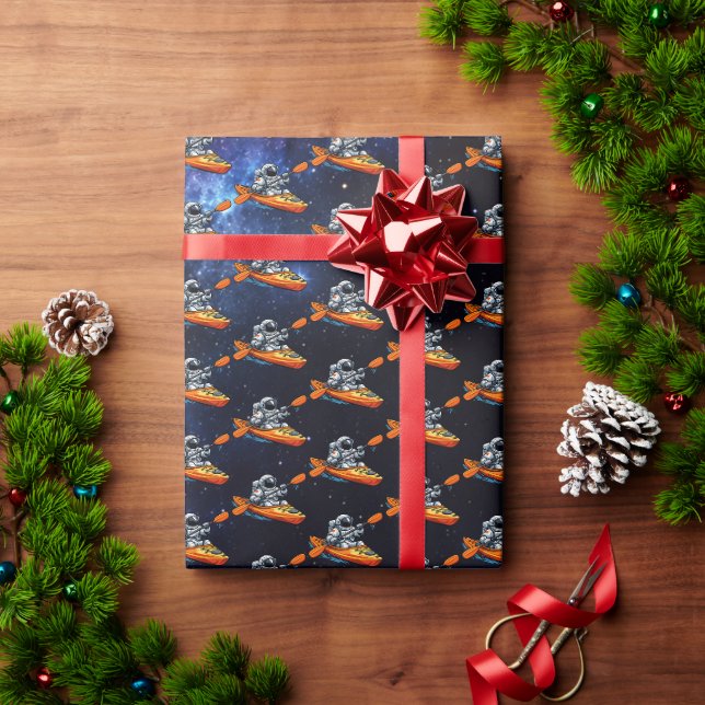 . Astronaut Kayaking Wrapping Paper (Holiday Gift)