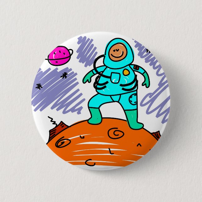 Astronaut Kid 6 Cm Round Badge (Front)