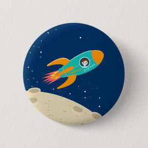 Astronaut kid birthday party 6 cm round badge