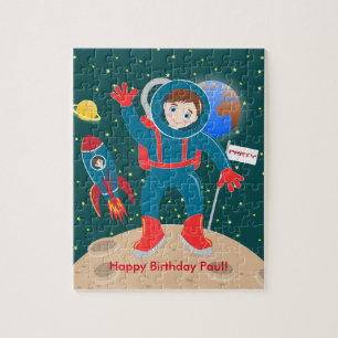 Astronaut kid birthday party jigsaw puzzle