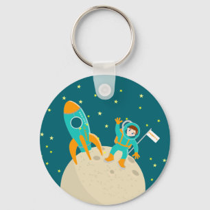 Astronaut kid birthday party key ring