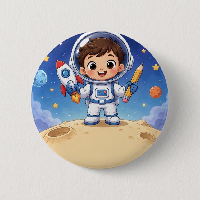 Astronaut Kid Ready to Explore 6 Cm Round Badge (Front)