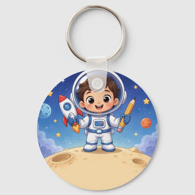 Astronaut Kid Ready to Explore Key Ring (Front)