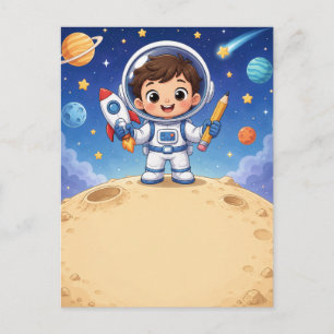 Astronaut Kid Ready to Explore School Noteboo Postcard