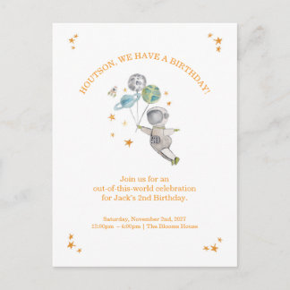 Astronaut Kids Birthday Invitation | Space Party Postcard