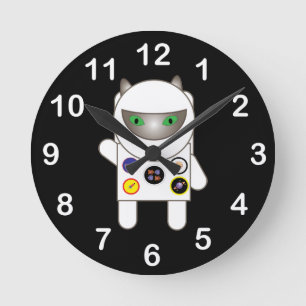 Astronaut Kitty Round Clock