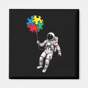 Astronaut Lloon Autism Awareness Space Autistic Ki Magnet