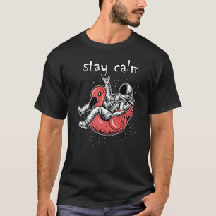 Astronaut Lounging In Space Stay Calm Graphic T-Shirt