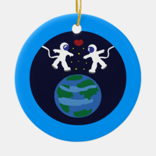 Astronaut Love Ceramic Ornament