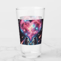 Astronaut Love Galaxy Glass Cup