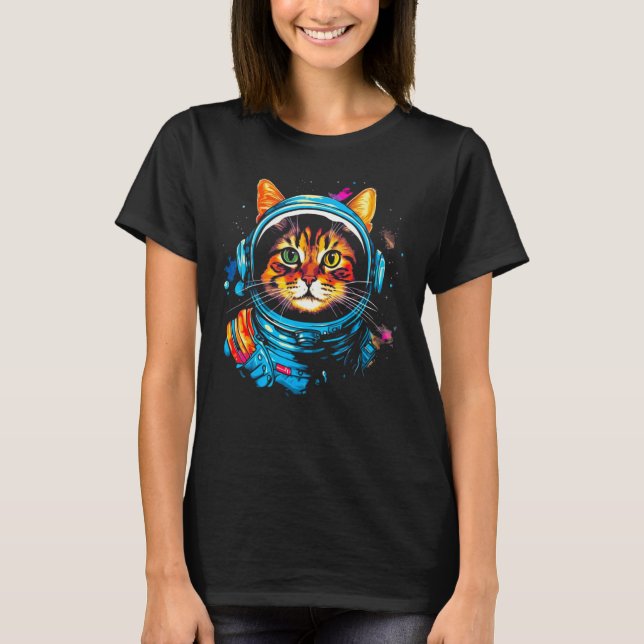 Astronaut Maine Coon Cat T-Shirt (Front)