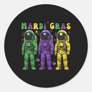 Astronaut Mardi Gras Groovy Astronomy New Orleans Classic Round Sticker