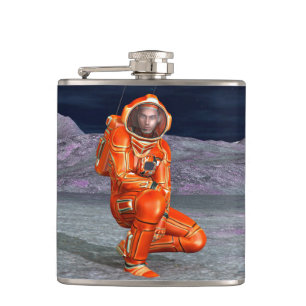 Astronaut Mars Explorer Alien Planet Space Art Hip Flask