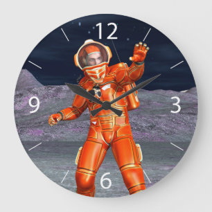 Astronaut Mars Explorer Alien Planet Space Art Large Clock