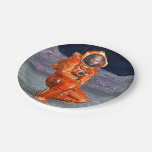 Astronaut Mars Explorer Alien Planet Space Art Paper Plate