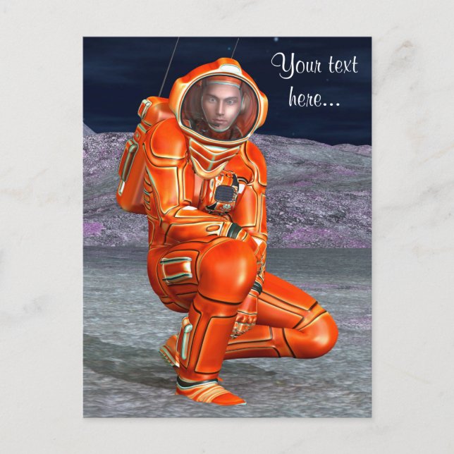 Astronaut Mars Explorer Alien Planet Space Art Postcard (Front)