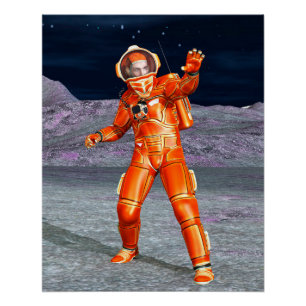 Astronaut Mars Explorer Alien Planet Space Art Poster