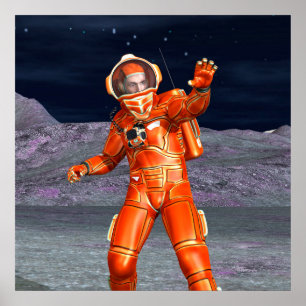 Astronaut Mars Explorer Alien Planet Space Art Poster