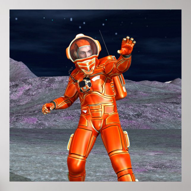 Astronaut Mars Explorer Alien Planet Space Art Poster (Front)