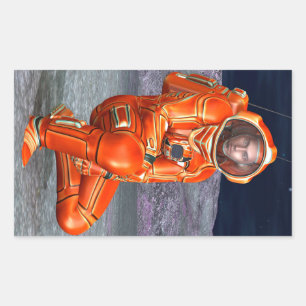 Astronaut Mars Explorer Alien Planet Space Art Rectangular Sticker
