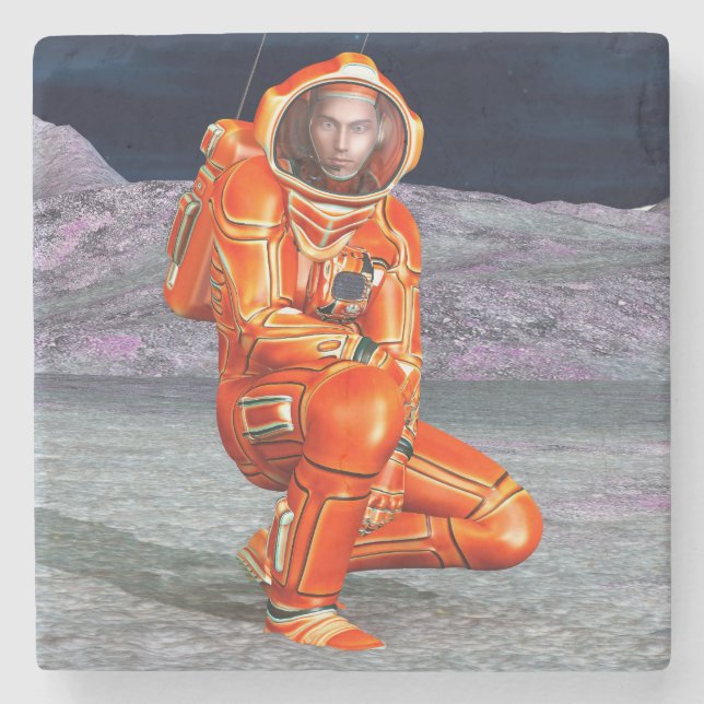 Astronaut Mars Explorer Alien Planet Space Art Stone Coaster (Front)