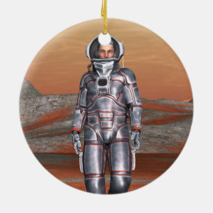 Astronaut Mars - Space Explorer on Alien Planet Ceramic Tree Decoration