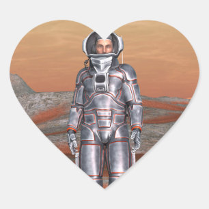 Astronaut Mars - Space Explorer on Alien Planet Heart Sticker