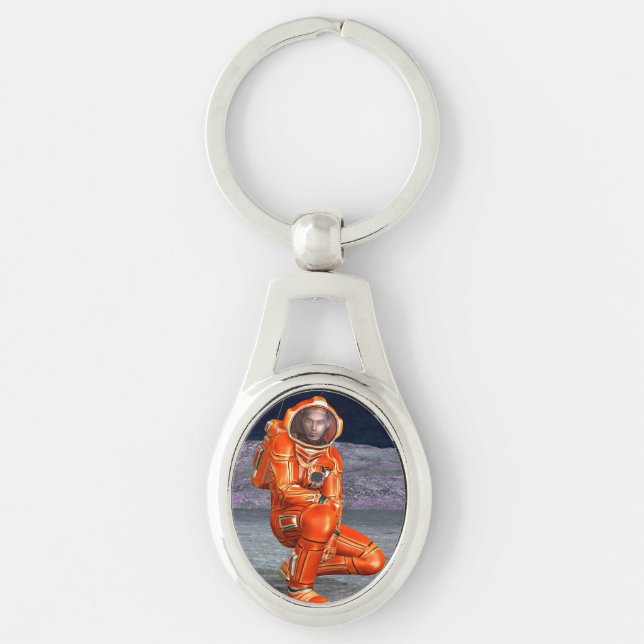 Astronaut Mars Space Explorer on Alien Planet Key Ring (Front)