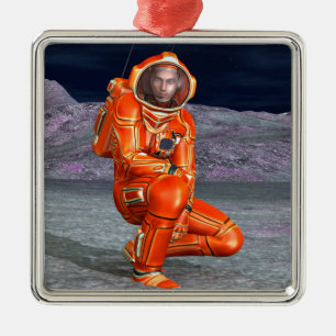 Astronaut Mars Space Explorer on Alien Planet Metal Ornament