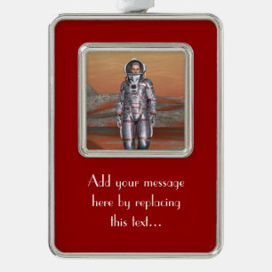 Astronaut Mars - Space Explorer on Alien Planet Silver Plated Framed Ornament