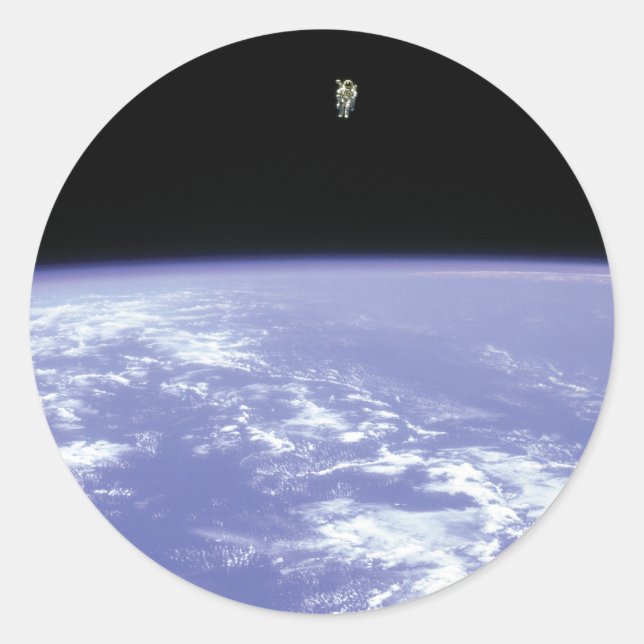 Astronaut McCandless Free Flying with Jetpack Classic Round Sticker (Front)