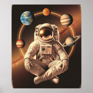 Astronaut Meditates in Space Poster