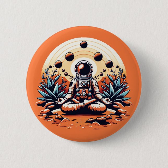 Astronaut Meditating - Cosmic Zen & Inner Peace  6 Cm Round Badge (Front)