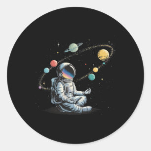Astronaut Meditating Galaxy Yoga Classic Round Sticker